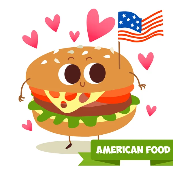 Burger with the American flag — Stok Vektör