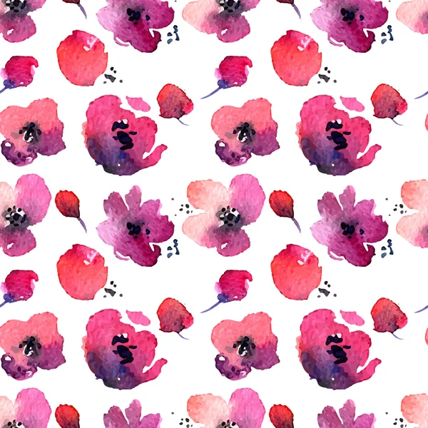 Watercolor Painted flowers pattern — ストックベクタ