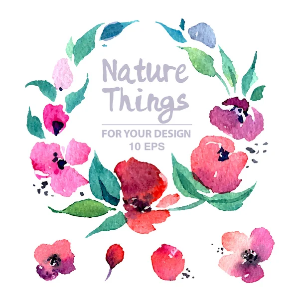 Floral Collection of Watercolor Flowers — 스톡 벡터