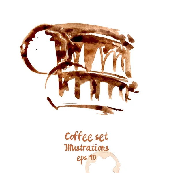 Akvarell kaffe fläckar — Stock vektor