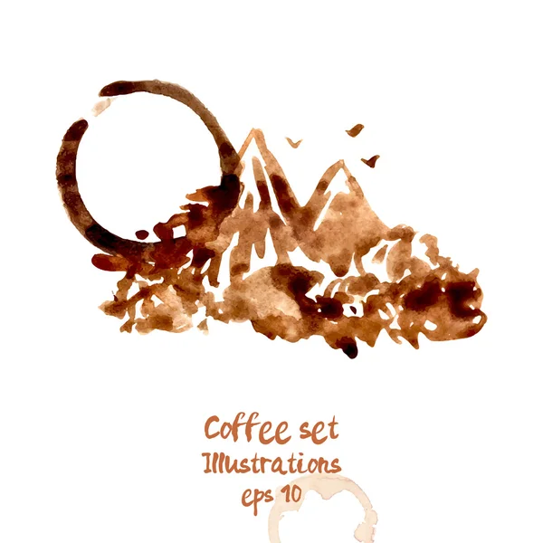 Manchas de café acuarela — Vector de stock