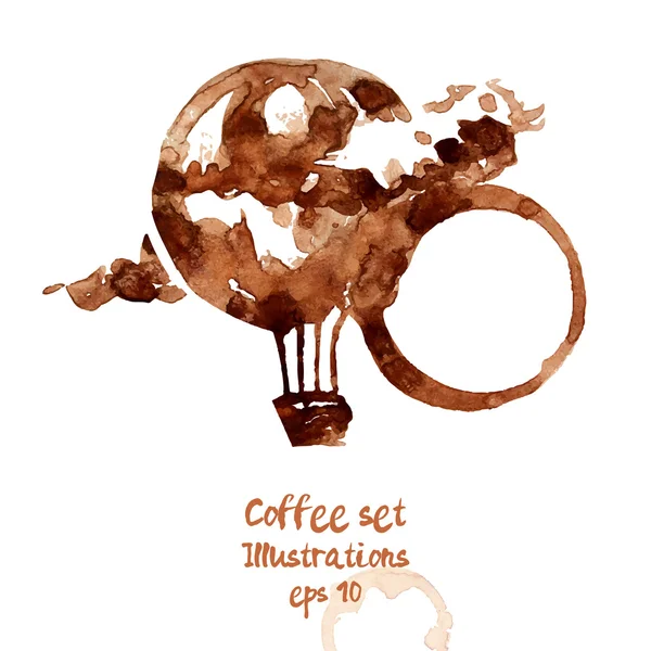 Akvarel kávové skvrny — Stockový vektor