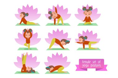 Yoga exercises set clipart