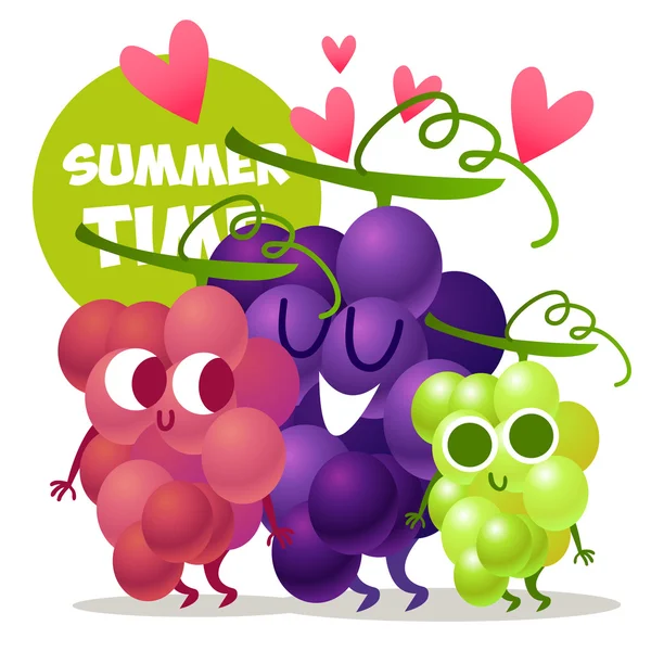 Conjunto de uvas lindas — Vector de stock