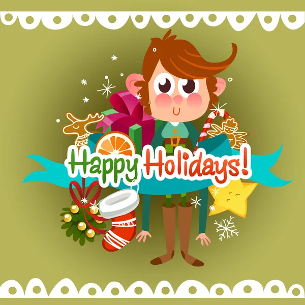 Merry Christmas character — Stock Vector