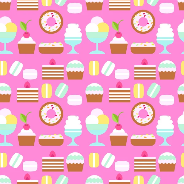 Seamless pattern with pastries and ice cream. — Stock Vector