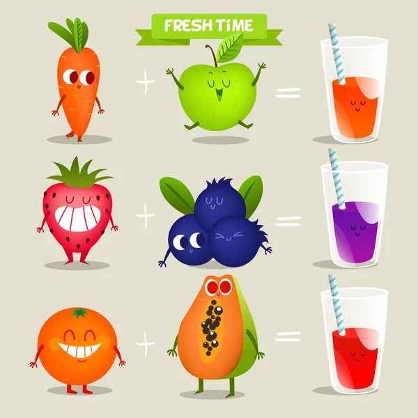 Uppsättning av söta frukter — Stock vektor