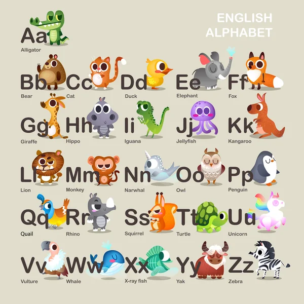 Cute alphabet with animals Royalty Free Stock Illustrations