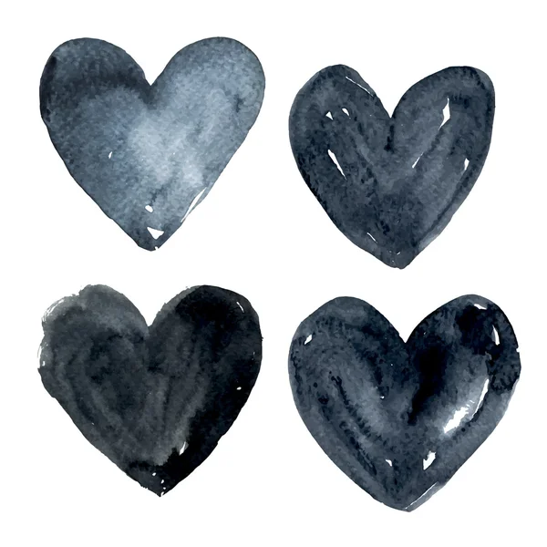 Conjunto de corazones de acuarela para el Día de San Valentín . — Archivo Imágenes Vectoriales