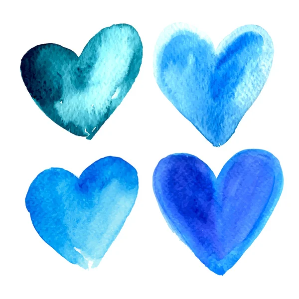 Uppsättning av akvarell hjärtan för alla hjärtans dag. — Stock vektor