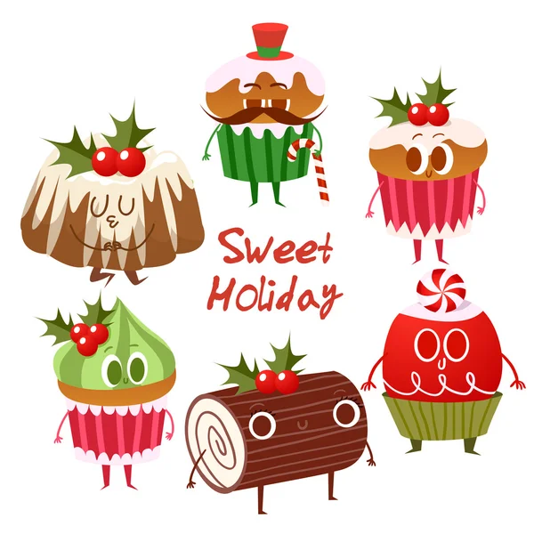 Big set of Cute Christmas cookies — Stock Vector