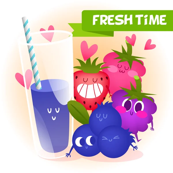 Receta jugo fresco . — Vector de stock