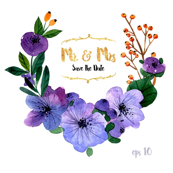 Coleção de flores pintadas — Vetor de Stock