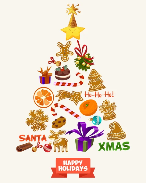 Christmas tree postcard — Stock Vector