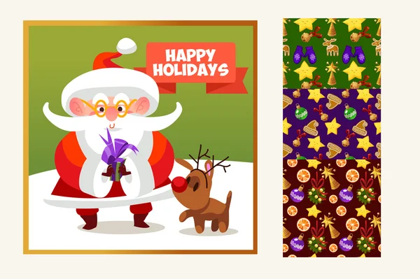 Christmas postcard with characters — Stock Vector