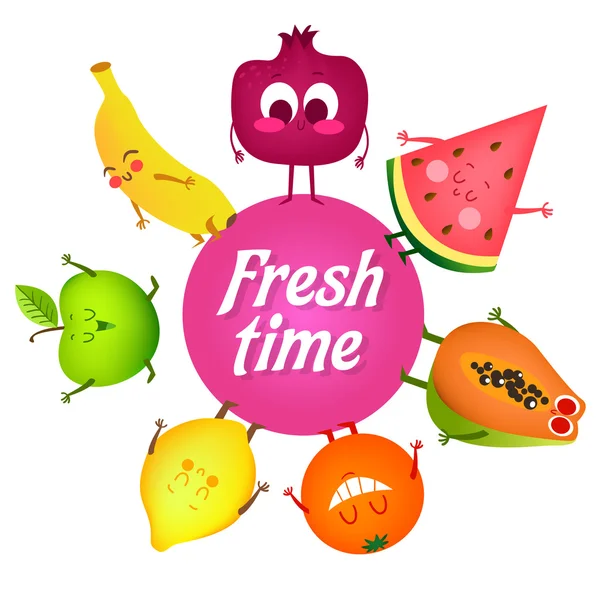 Frutas frescas amigos . —  Vetores de Stock