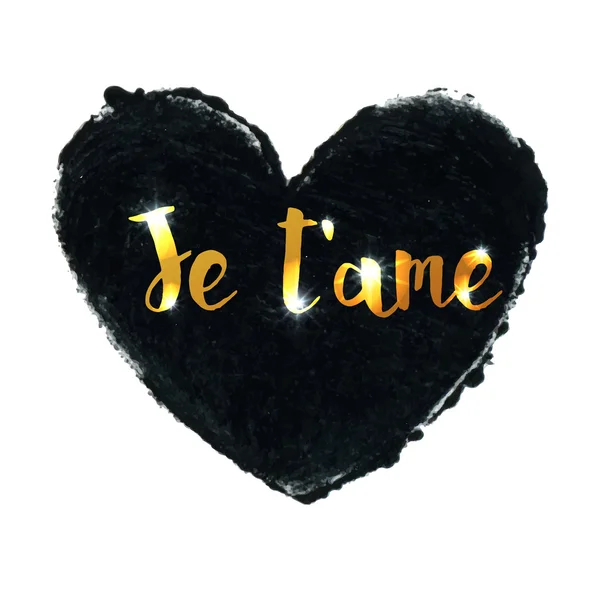 Tarjeta Love Heart - 'Je t' ame- — Archivo Imágenes Vectoriales