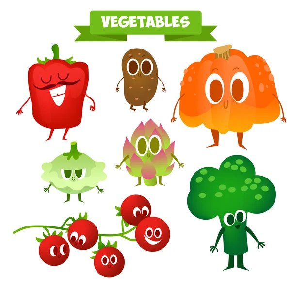 Ensemble de légumes mignons . — Image vectorielle