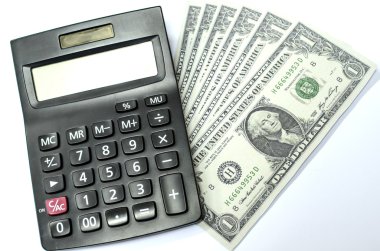  para ve beyaz arka plan üzerinde izole hesap makinesi