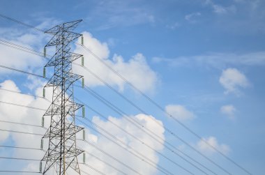  Tayland mavi gökyüzü güç hatları