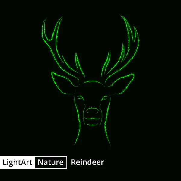 Silhouette renna di luci su sfondo nero — Vettoriale Stock