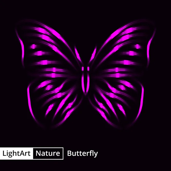Motýl silueta světel na černém pozadí — Stockový vektor
