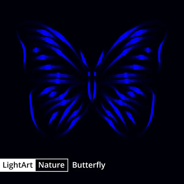 Silueta fluture de lumini pe fundal negru — Vector de stoc
