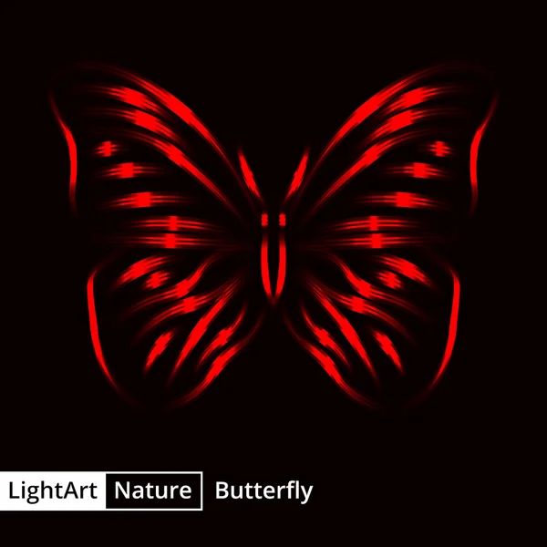 Silueta fluture de lumini pe fundal negru — Vector de stoc