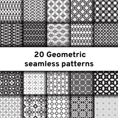 20 tek renkli Dikişsiz desen seti