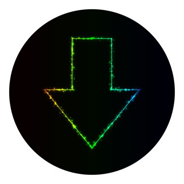 Siyah arka plan üzerinde gradyan ışıkların ok simgesi