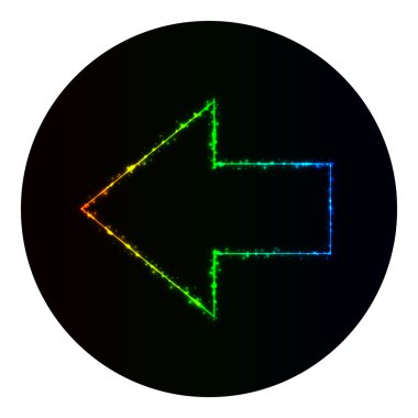 Siyah arka plan üzerinde gradyan ışıkların ok simgesi