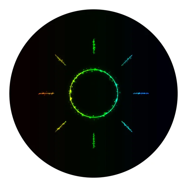 Ícone de brilho de luzes de gradiente no fundo preto —  Vetores de Stock