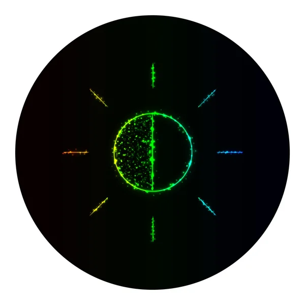 Icono de brillo de las luces de gradiente sobre fondo negro — Archivo Imágenes Vectoriales
