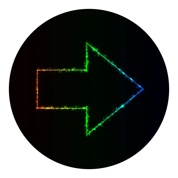 Siyah arka plan üzerinde gradyan ışıkların ok simgesi — Stok Vektör