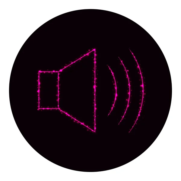 Icono de volumen de altavoz de audio de luces rosadas sobre fondo negro — Archivo Imágenes Vectoriales