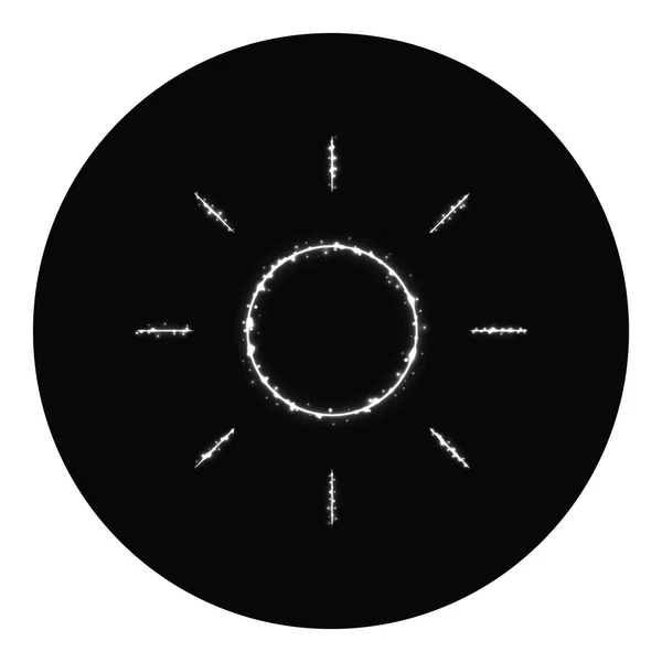 Icono de brillo de luces grises sobre fondo negro — Vector de stock