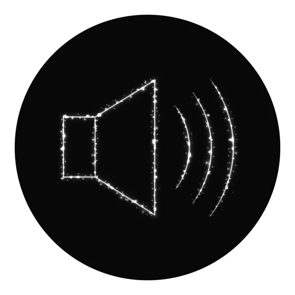 Icono de volumen de altavoz de audio de luces grises sobre fondo negro — Archivo Imágenes Vectoriales
