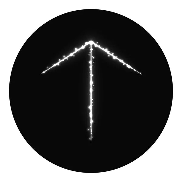 Ícone de seta de luzes cinza no fundo preto — Vetor de Stock