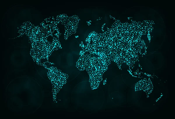 Mapa silhueta de luzes no fundo escuro — Vetor de Stock