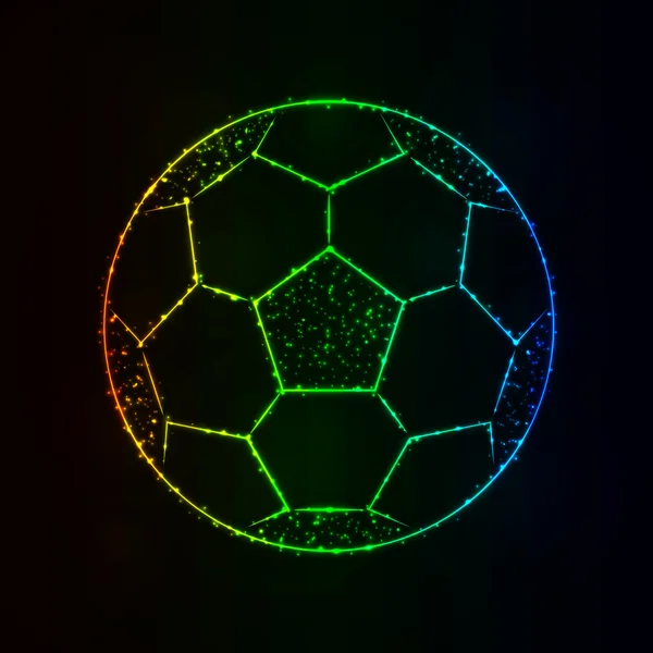 Silueta de pelota de fútbol de luces — Vector de stock