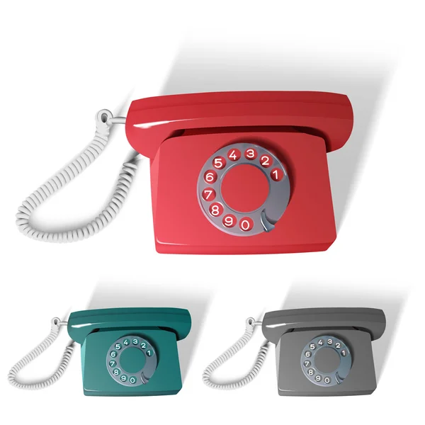 Vieux téléphone vectoriel en différentes couleurs — Image vectorielle