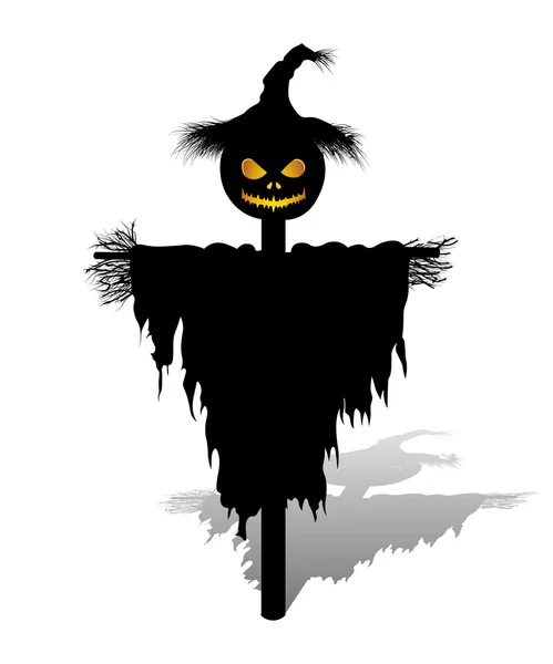 Vector halloween espantapájaros con calabaza — Archivo Imágenes Vectoriales