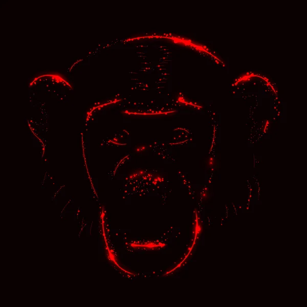 Μαϊμού σιλουέτα της κόκκινα φώτα — Διανυσματικό Αρχείο