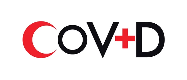 Covid Mot Mélangé Avec Symbole Croix Rouge Croissant Rouge Illustration — Image vectorielle
