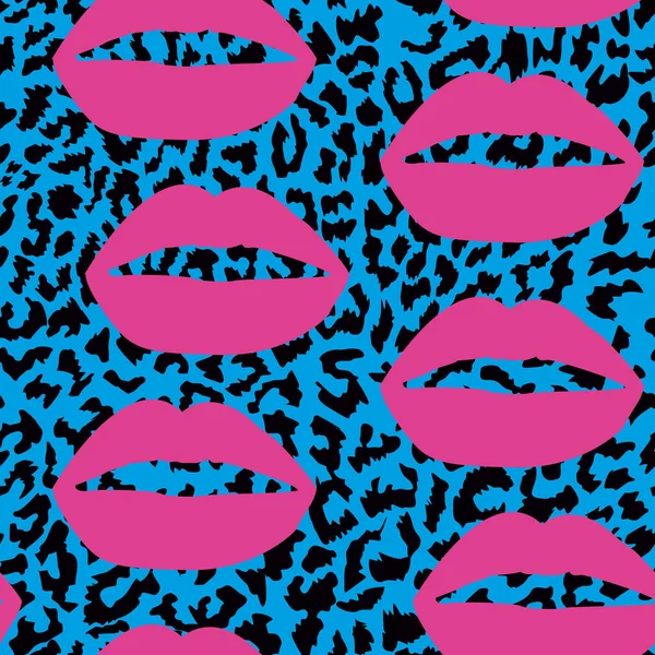 动物印刷背景下粉色唇心图案的设计 — 图库矢量图片
