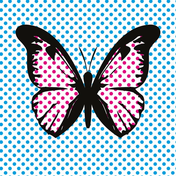Vektorová Ilustrace Motýla Stylu Pop Art Pop Design Pro Trička — Stockový vektor