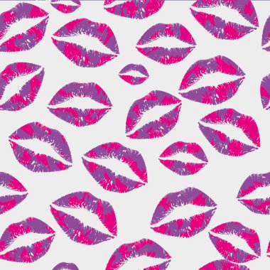 Beyaz arka planda kırmızı dudakların kusursuz deseni. Sevgililer Günü tekstil tasarımı için vektör çizimi.