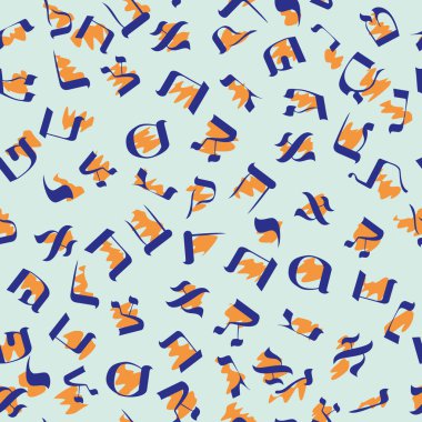 İbranice harf dizaynı bir hayvan deseni simülasyonu. Tekstil endüstrisi için desen pürüzsüz.