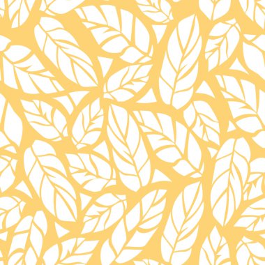 Turuncu arkaplanda beyaz yaprakların deseni yok