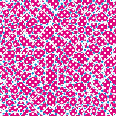 Beyaz arka planda kusursuz mavi, pembe ve beyaz noktalar. Tekstil endüstrisi için vektör tasarımı.
